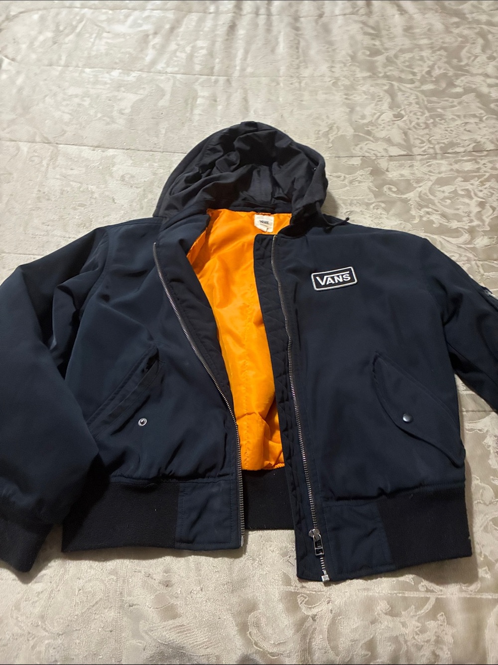 Vans Black Jacket with Orange Lining and Hood